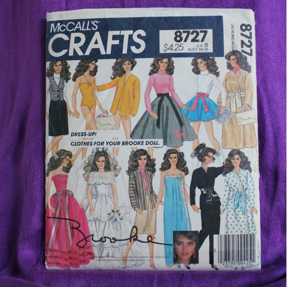 McCalls 8727 Sewing pattern Brooke doll clothes 1980s